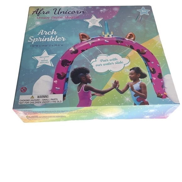Afro Unicorn Rainbow Arch Sprinkler Outdoor Activity Toy Brand New Pink purple - Picture 6 of 9
